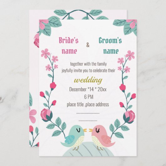 liefdesvogels lente bruiloft (Voorkant / Achterkant)