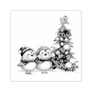 Liefdesvogels met Kerstmis Rubberstempel