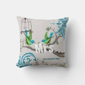 Liefdesvogels Mevrouw Bruids Teal & Groen Vogelkoo Kussen (Voorkant)