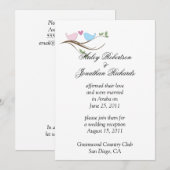 Liefdesvogels na de bruiloft vieren kaart (Voorkant / Achterkant)