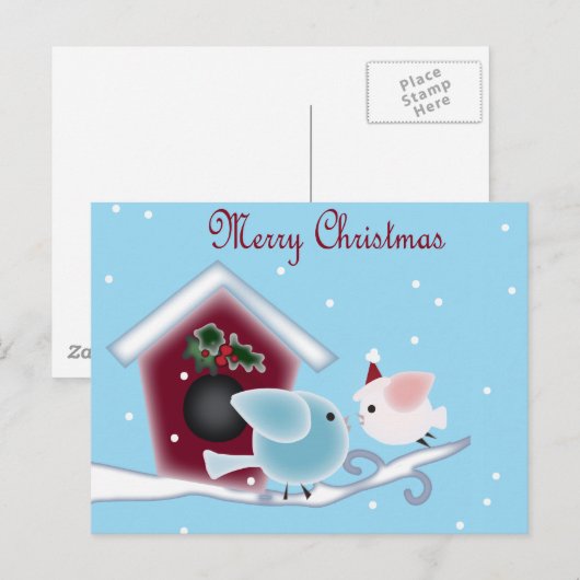 Liefdesvogels Ons Eerste Kerstmis Samen Feestdagenkaart (Voorkant / Achterkant)