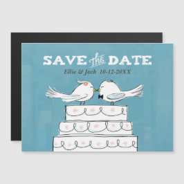 Liefdesvogels op Trouwtaart Save the Date Magnetische Uitnodiging