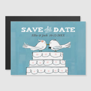 Liefdesvogels op Trouwtaart Save the Date Magnetische Uitnodiging