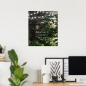Liefdesvogels + Pijnboom Nacht Bruiloft Aangepaste Poster (Thuiskantoor)
