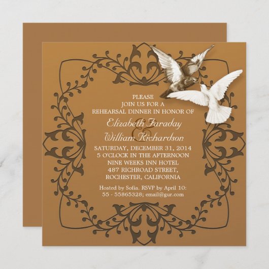  liefdesvogels repeteren dineruitnodigingen kaart (Voorkant / Achterkant)