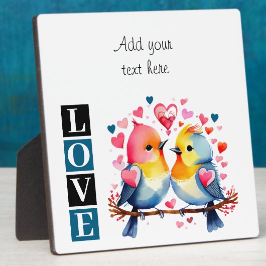 Liefdesvogels romantische aangepaste tekst valenti fotoplaat