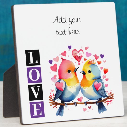 Liefdesvogels romantische aangepaste tekst valenti fotoplaat