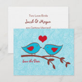 Liefdesvogels Save the Date uitnodiging (Voorkant / Achterkant)