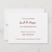 Liefdesvogels Save the Date uitnodiging (Achterkant)