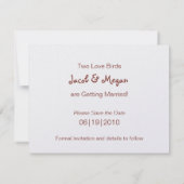 Liefdesvogels Save the Date Uitnodiging (Achterkant)