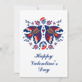 Liefdesvogels Scandinavische Volkskunst Valentijns Feestdagenkaart (Voorkant)