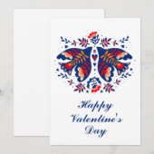 Liefdesvogels Scandinavische Volkskunst Valentijns Feestdagenkaart (Voorkant / Achterkant)