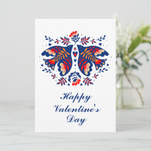 Liefdesvogels Scandinavische Volkskunst Valentijns Feestdagenkaart