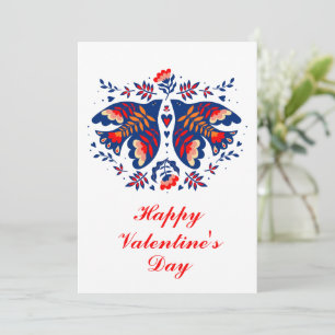 Liefdesvogels Scandinavische Volkskunst Valentijns Feestdagenkaart