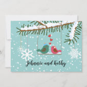 Liefdesvogels Schommel Winter Ontvangst Alleen Uit Kaart (Voorkant)