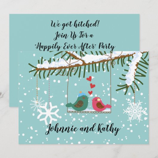 Liefdesvogels Schommel Winter Ontvangst Alleen Uit Kaart (Voorkant / Achterkant)