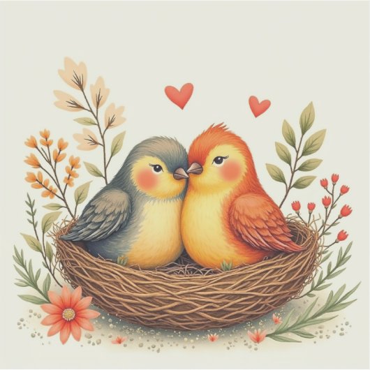 Liefdesvogels Sticker (Voorkant)