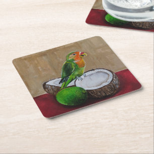 Liefdesvogels Tropisch Feest Schilderij van Alfred Kartonnen Onderzetters