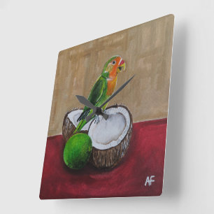 Liefdesvogels Tropisch Feest Schilderij van Alfred Vierkante Klok