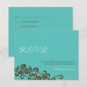 Liefdesvogels tuin turkoois blauwe trouw rsvp reac (Voorkant / Achterkant)