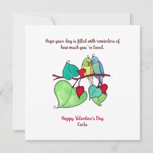 Liefdesvogels Valentijnsdag Kaart (Voorkant)