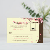 Liefdesvogels vallende harten eikenboom RSVP (Staand voorkant)