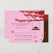 Liefdesvogels vallende harten eikenboom RSVP (Voorkant / Achterkant)