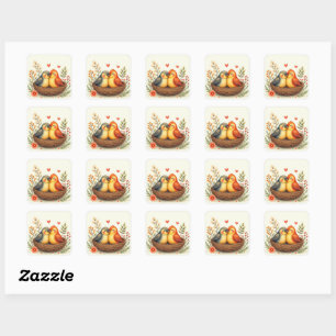 Liefdesvogels Vierkante Sticker