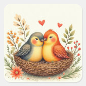 Liefdesvogels Vierkante Sticker (Voorkant)