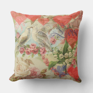 Liefdesvogels Vintage Antieke Hart Buitenkussen