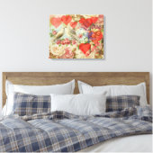 Liefdesvogels Vintage Antieke Hart Canvas Afdruk (Insitu (Slaapkamer))