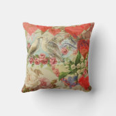 Liefdesvogels Vintage Antieke Hart Kussen (Achterkant)