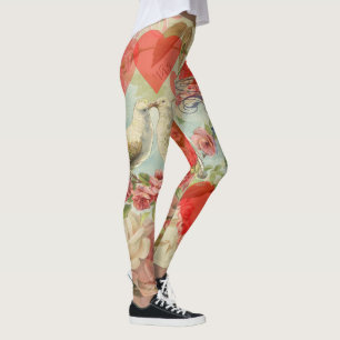 Liefdesvogels Vintage Antieke Hart Leggings