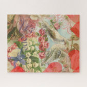 Liefdesvogels Vintage Antieke Hart Legpuzzel (Horizontaal)