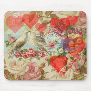 Liefdesvogels vintage antieke hart liefde muismat