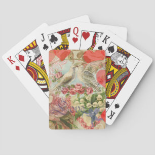 Liefdesvogels Vintage Antieke Hart Pokerkaarten