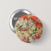 Liefdesvogels Vintage Antieke Hart Ronde Button 5,7 Cm (Voorkant /achterkant)