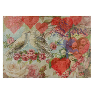 Liefdesvogels Vintage Antieke Hart Snijplank