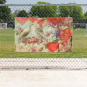 Liefdesvogels Vintage Antieke Hart Spandoek (Insitu)