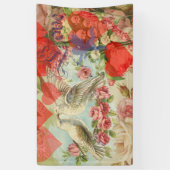 Liefdesvogels Vintage Antieke Hart Spandoek (Verticaal)