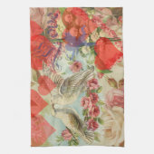 Liefdesvogels Vintage Antieke Hart Theedoek (Verticaal)