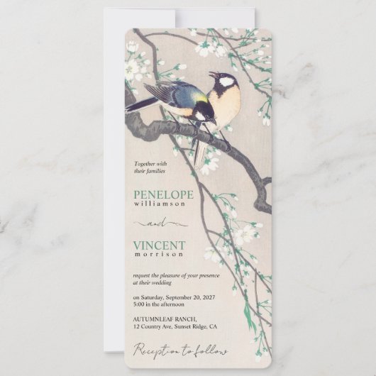 Liefdesvogels - Vintage Kunst Bruiloft Kaart (Voorkant)