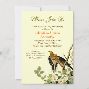 liefdesvogels vintage trouwdag jubileum kaart