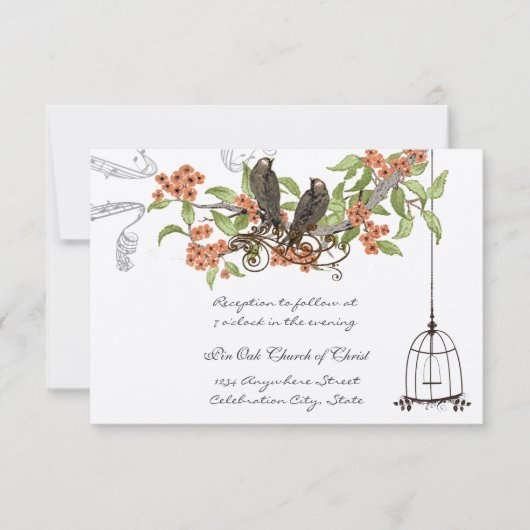 Liefdesvogels Vogelkooi Koraal Bloesems Enclosure  Kaart (Voorkant)