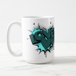 Liefdeswoord met harten in een groene kleur koffiemok