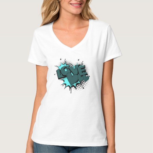 Liefdeswoord met harten in een groene kleur t-shirt (Voorkant)