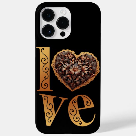 Liefdeswoord met romantisch filigraan roze hart Case-Mate iPhone case (Achterkant)