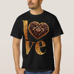 Liefdeswoord met romantisch filigraan roze hart t-shirt