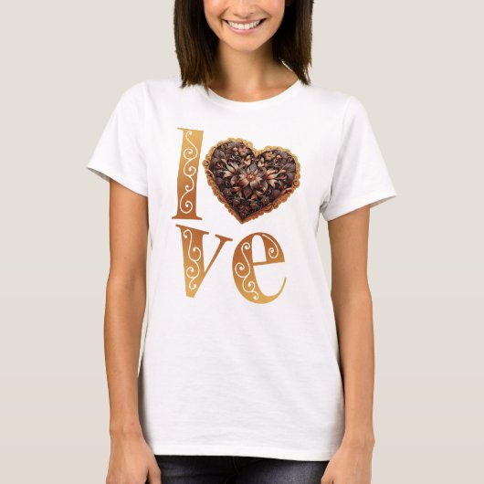 Liefdeswoord met romantisch filigraan roze hart t-shirt (Voorkant)