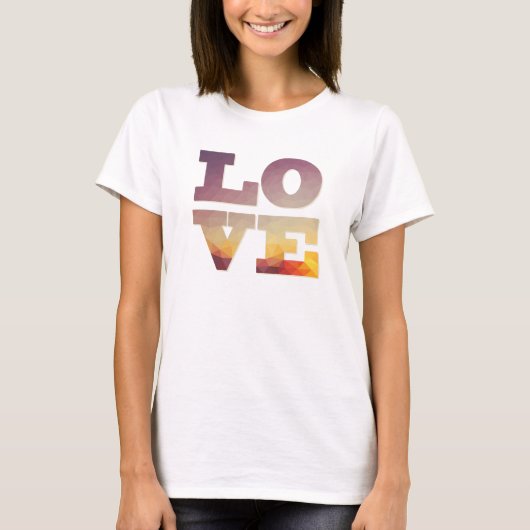 Liefdeswoord polygonale ombre modern design t-shir t-shirt (Voorkant)